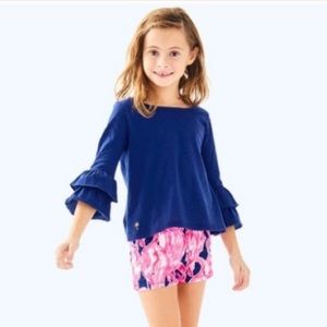 Lilly Pulitzer Girls Navy Bell sleeve top